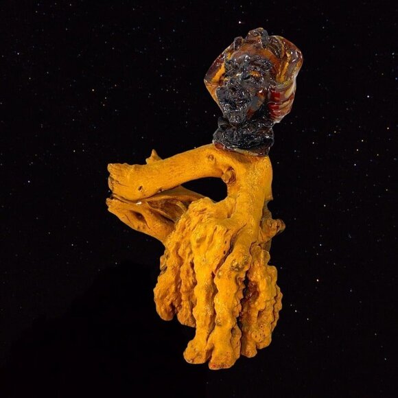 Vintage Apple Tree Carved Figurine Tree Man Women 6”T Signed Shep Driftwood - Picture 2 of 9